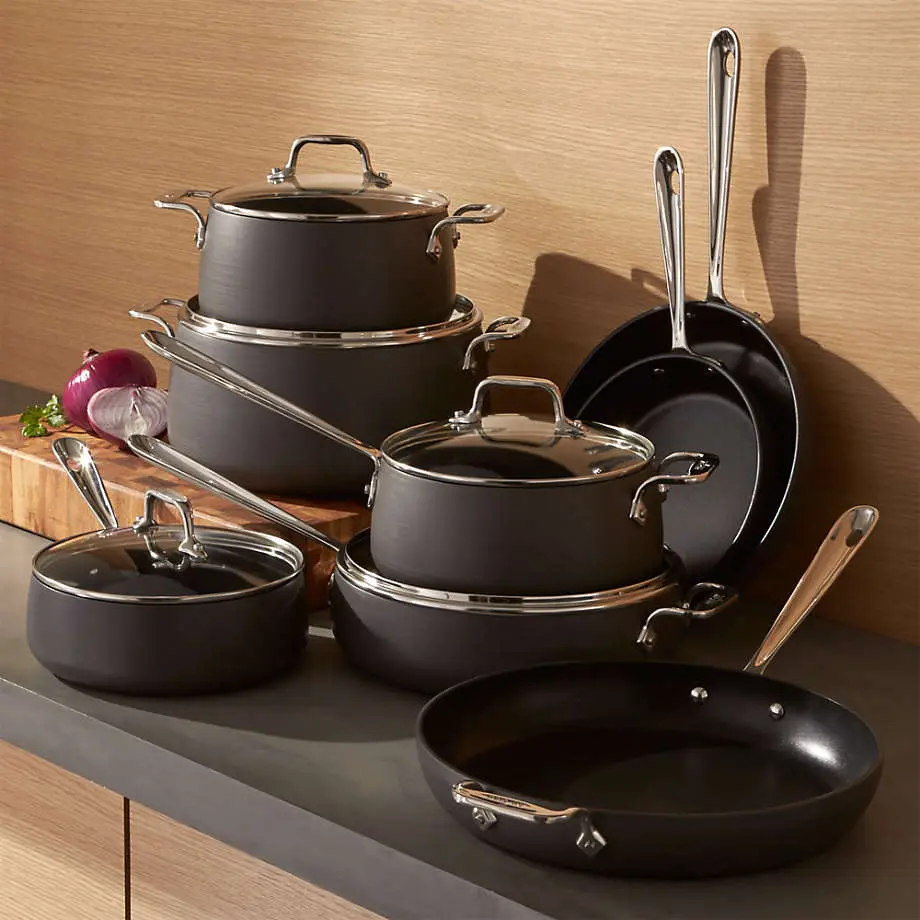 All-Clad HA1 Hard Anodized Nonstick Cookware Set 13 Piece Induction Oven Broiler Safe 500F