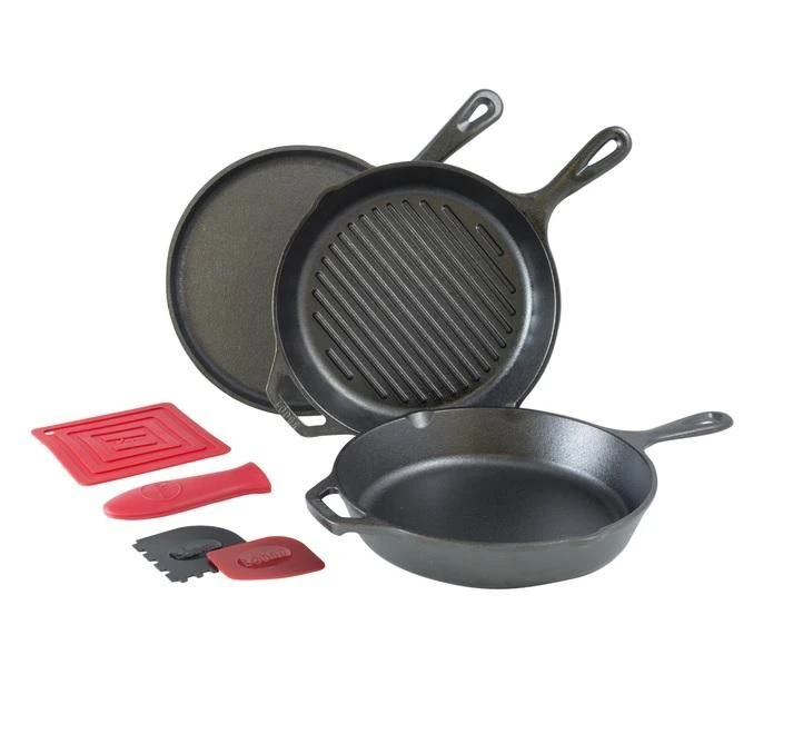 Lodge L6SPA41 Essential Pan Set, 7-Piece, Black
