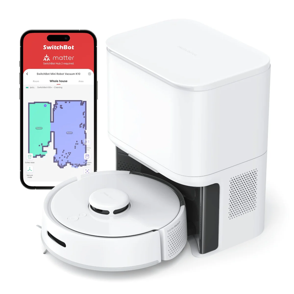 SwitchBot K10+ Pro Robot Vacuum Self Emptying for 90 Days Hands-Free
