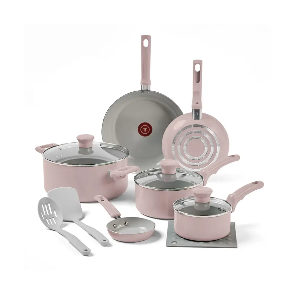 T-fal Recycled Ceramic Nonstick Cookware Set 12 Piece