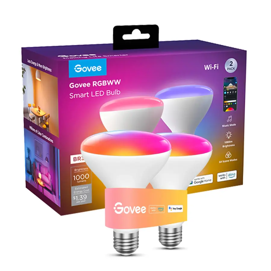 Govee Smart Light Bulbs, 1200 Lumens Dimmable BR30 Bulbs