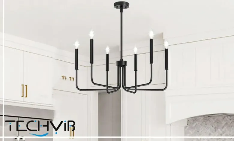 Black Chandelier, 6-Light Farmhouse Chandelier