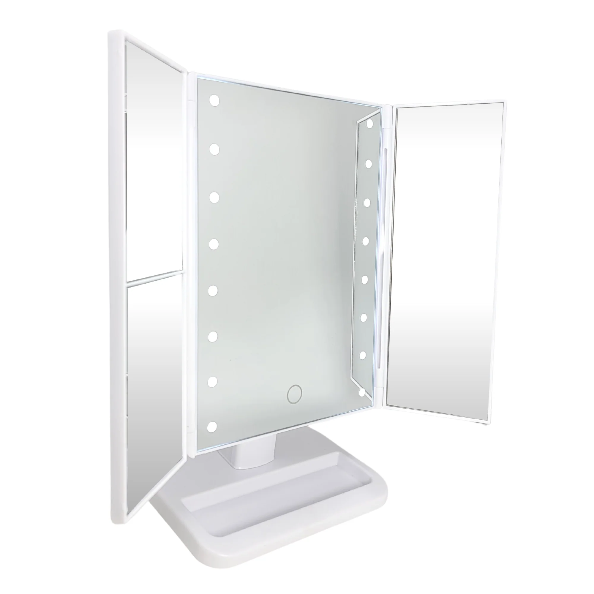 Tri-fold Lighted Vanity Makeup Mirror with 3x,2x Magnification