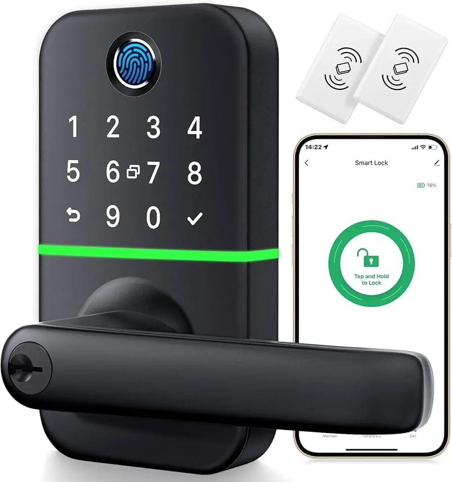 Keypad Smart Door Lock with Handle: Kucacci Keyless Entry Fingerprint Lock