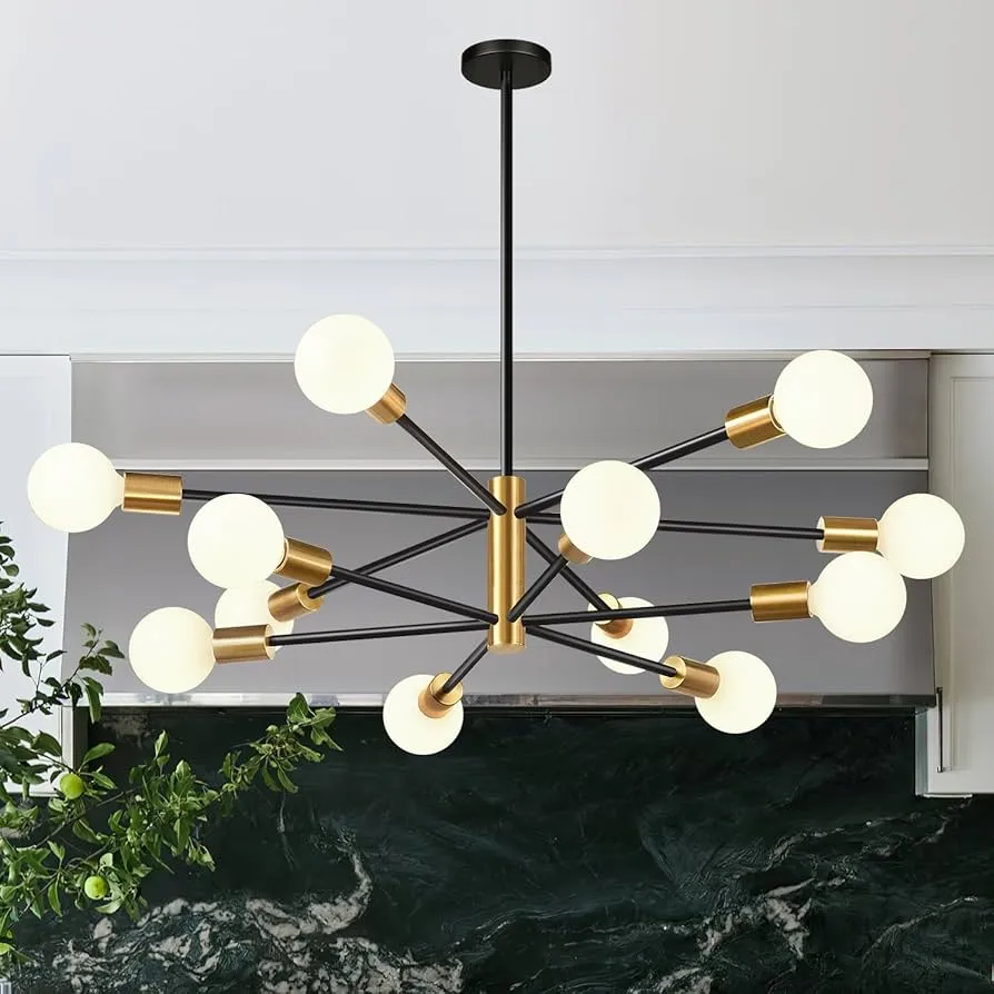 Modern Chandelier Ceiling Light Fixture Sputnik Chandeliers Gold and Black Farmhouse Chandelier