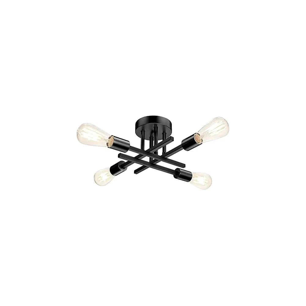 TOBUSA Semi Flush Mount Ceiling Light Fixture Matte Black