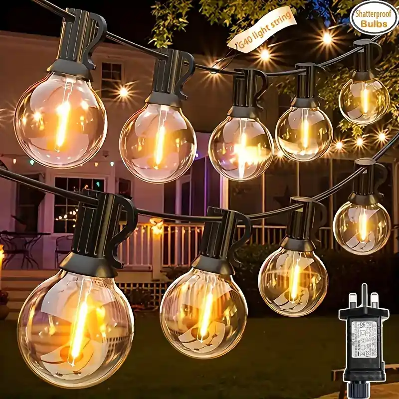 Torkase Outdoor String Lights Mains Powered