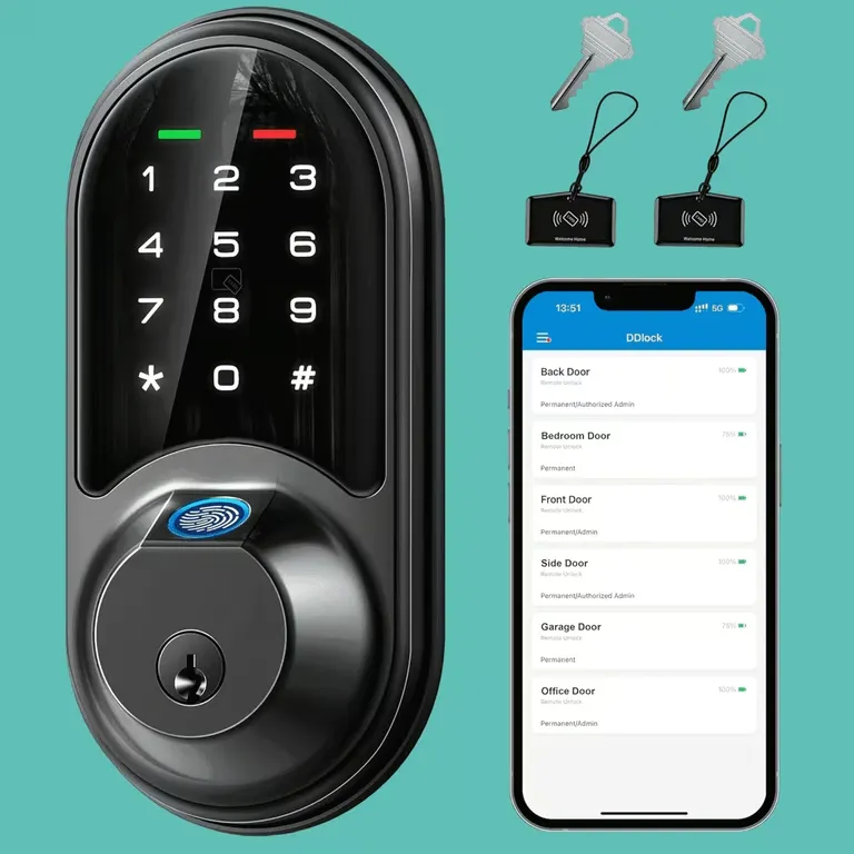 Veise RZ07 Smart Lock, Fingerprint Door Lock, 7-in-1 Keyless Entry with App Contro