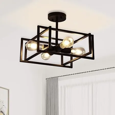 ZGLAOJT 4-Lights Close to Ceiling Light，Black Light Fixture