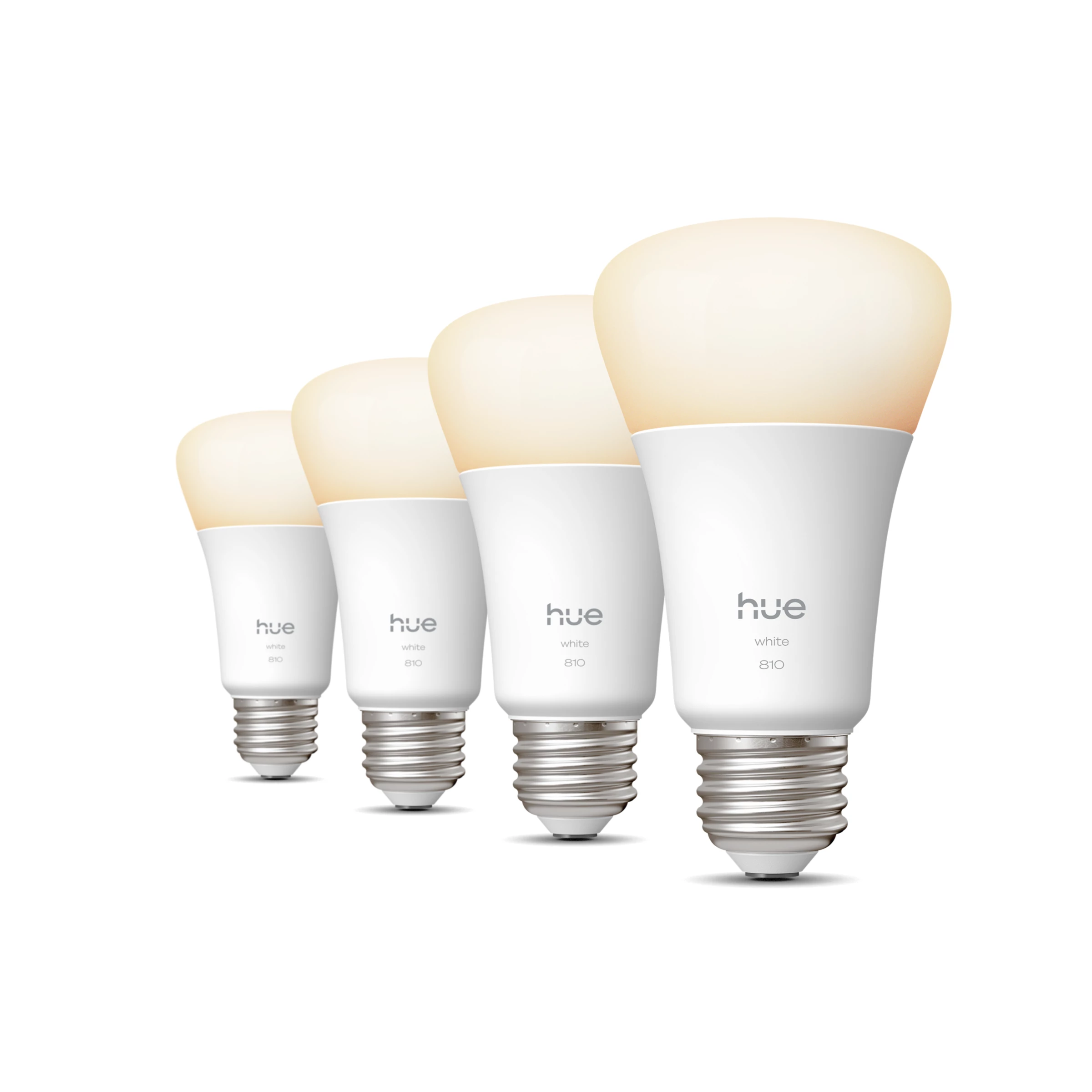 Philips Hue Smart 60W A19 LED Bulb - Soft Warm White Light - 4 Pack