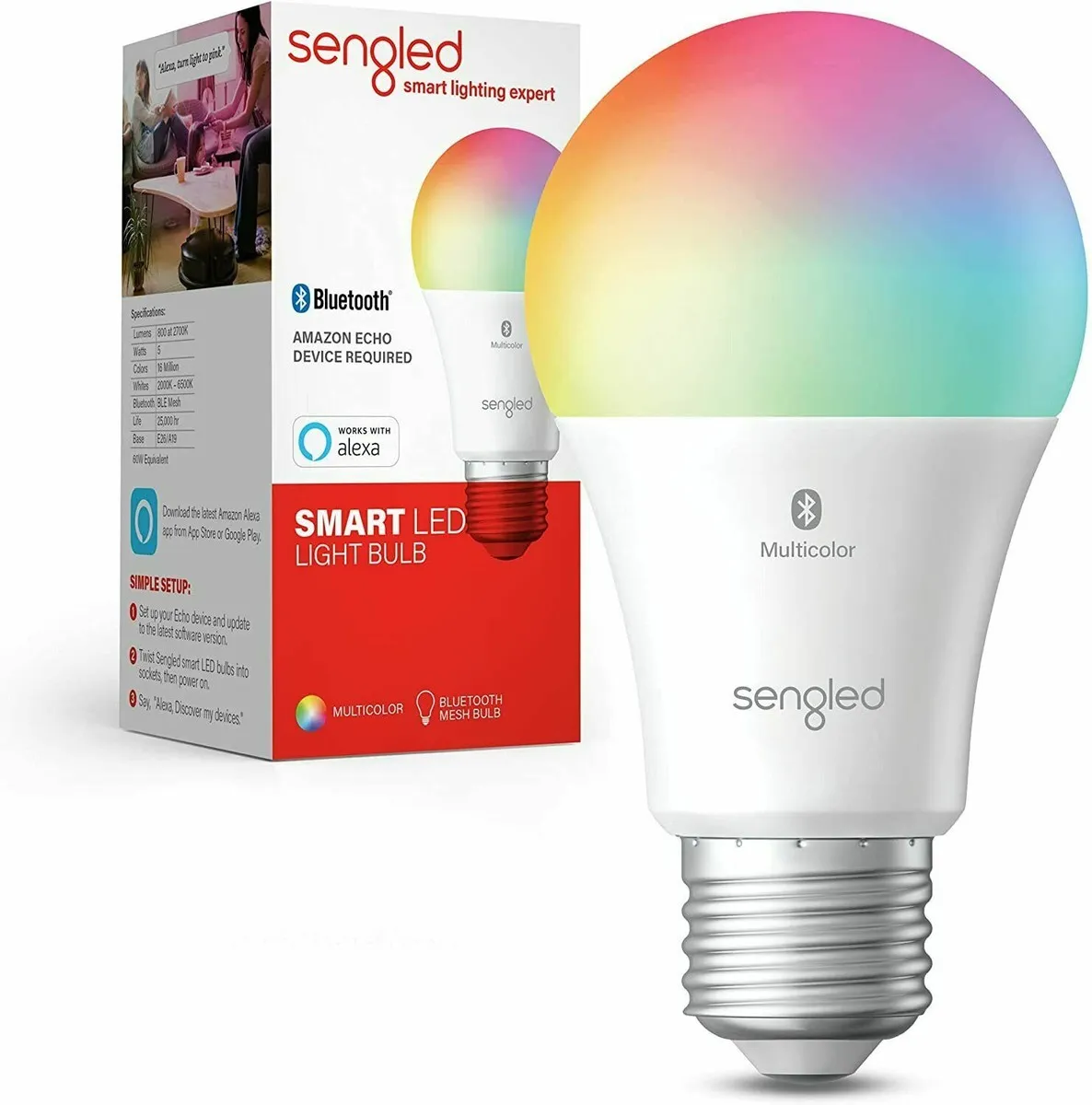 Sengled Smart Light Bulbs, Color Changing Alexa,Bluetooth Mesh