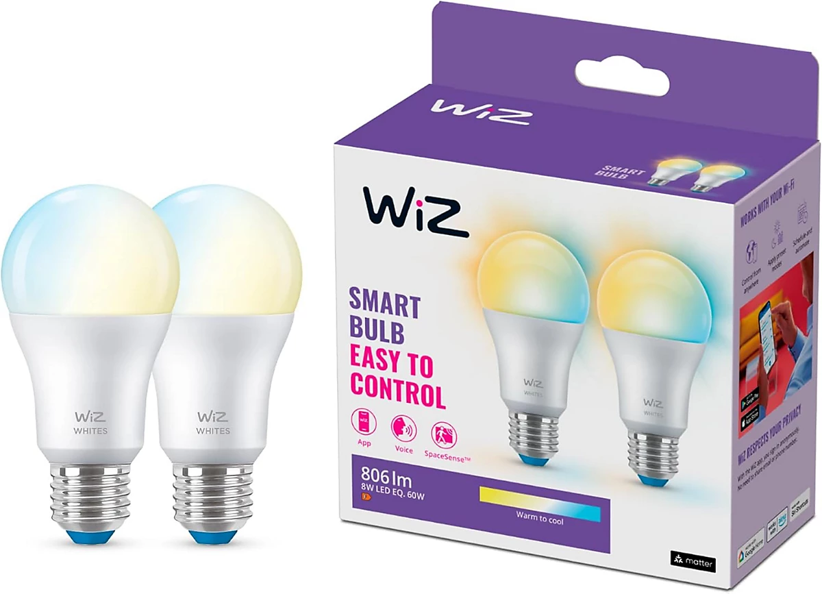 WiZ Colour [E27 Edison Screw] Smart Connected WiFi Light Bulb 2 Pack